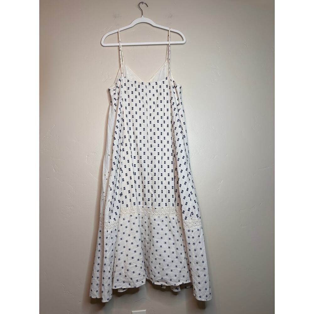 Zara Cream with Black/Navy Patchwork Midi Dress XXL - Picture 3 of 6
